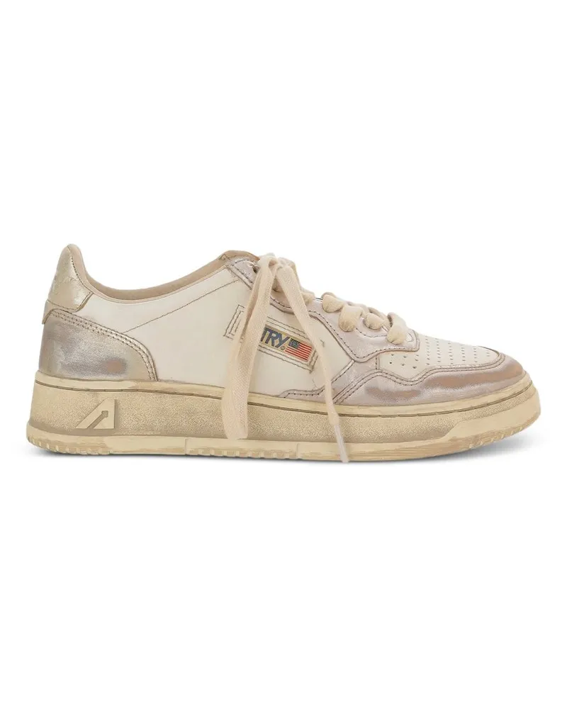 AUTRY Sup Vint Low Woman Metal/leat Beige
