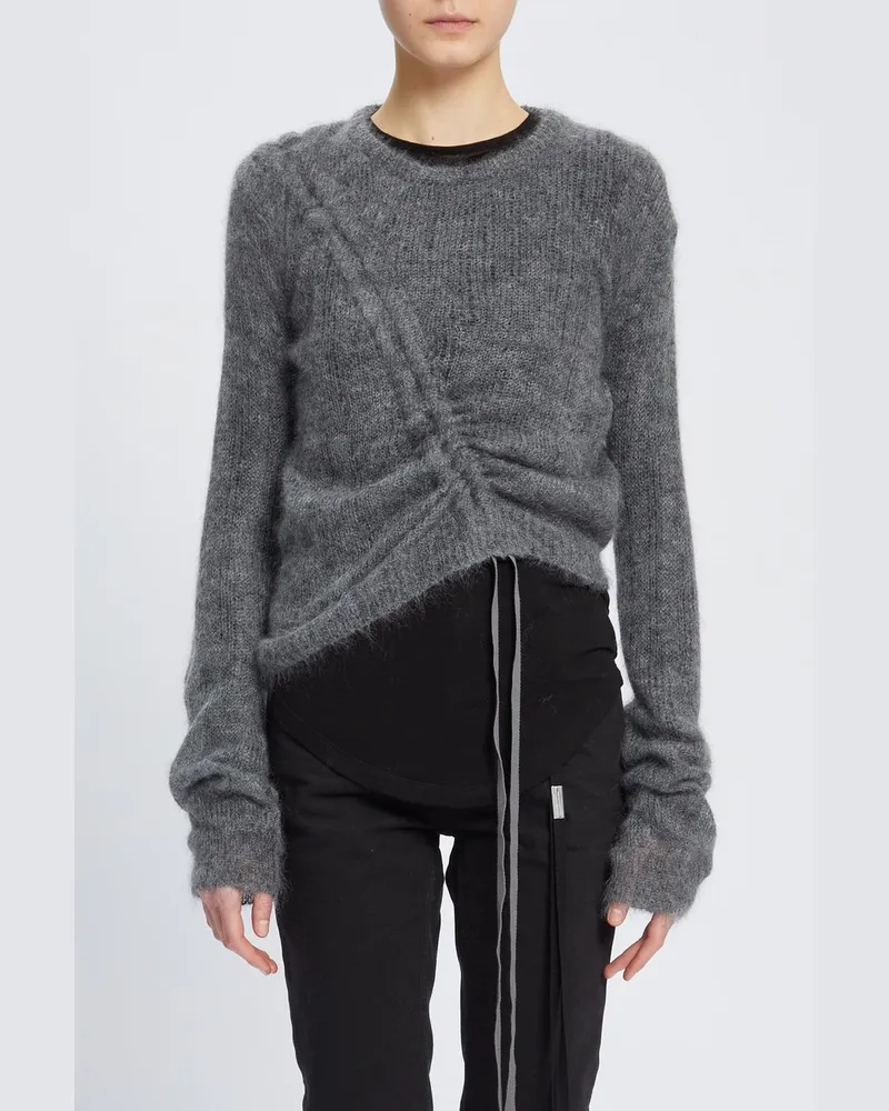 Ann Demeulemeester Zinaida Boat Neck Sweater With Drawstrings Grau