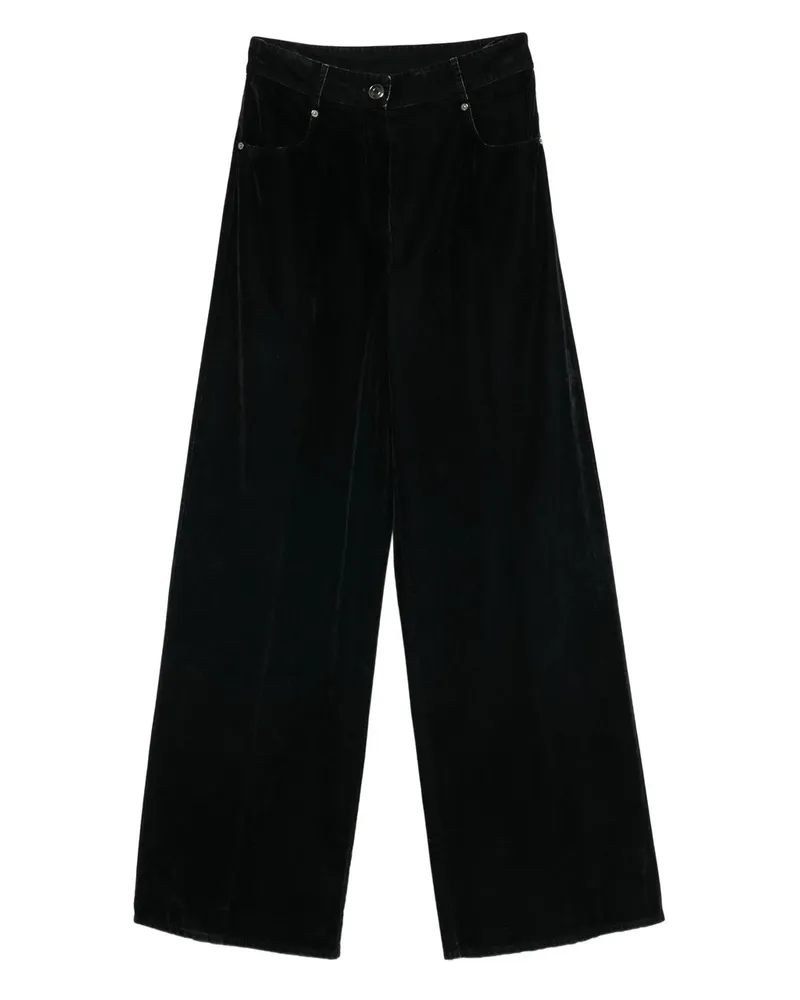 forte_forte Flocked Cotton 5 Pockets Pants Blau