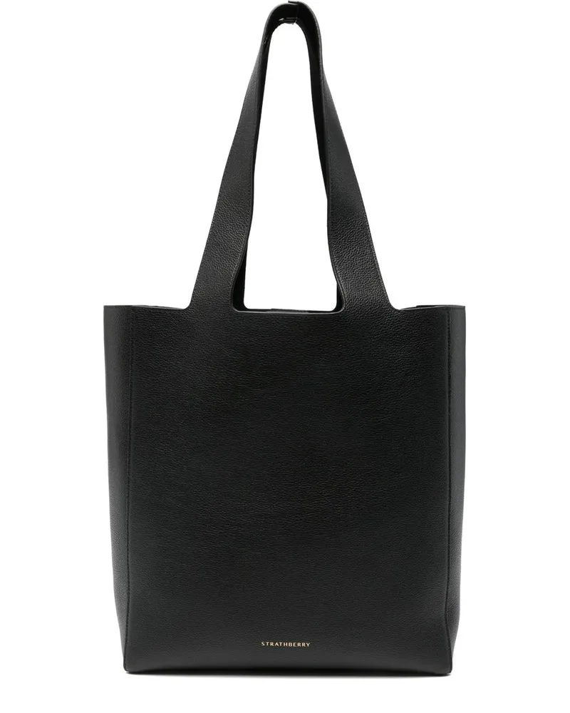 Strathberry Melody Tote Fine Grain Leather Black Schwarz