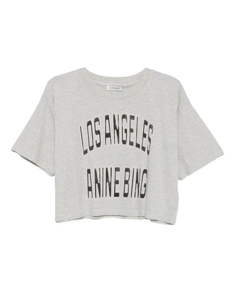 Anine Bing Johnny Cropped Tee - Grey Grau