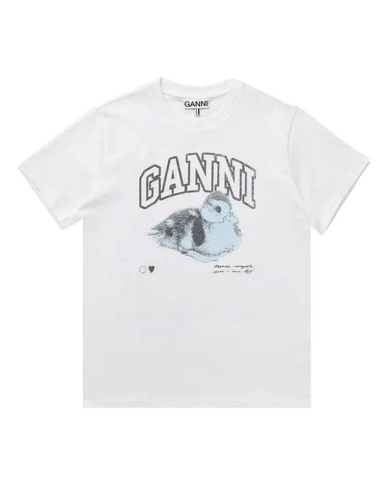 Ganni Basic Jersey Duckie Relaxed T-shirt Weiß