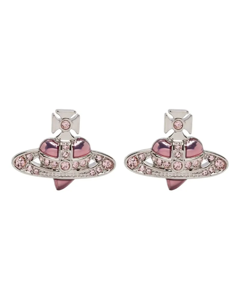 Vivienne Westwood New Diamante Heart Earrings Rose