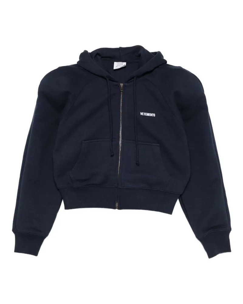 VETEMENTS Round Shoulder Zip-up Hoodie Blau