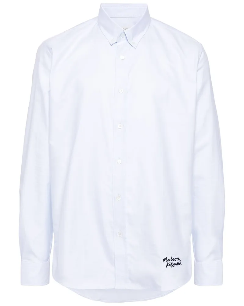 Kitsuné Maison Kitsune Handwriting Casual bd Hemd Mm00407wc2010 Blau