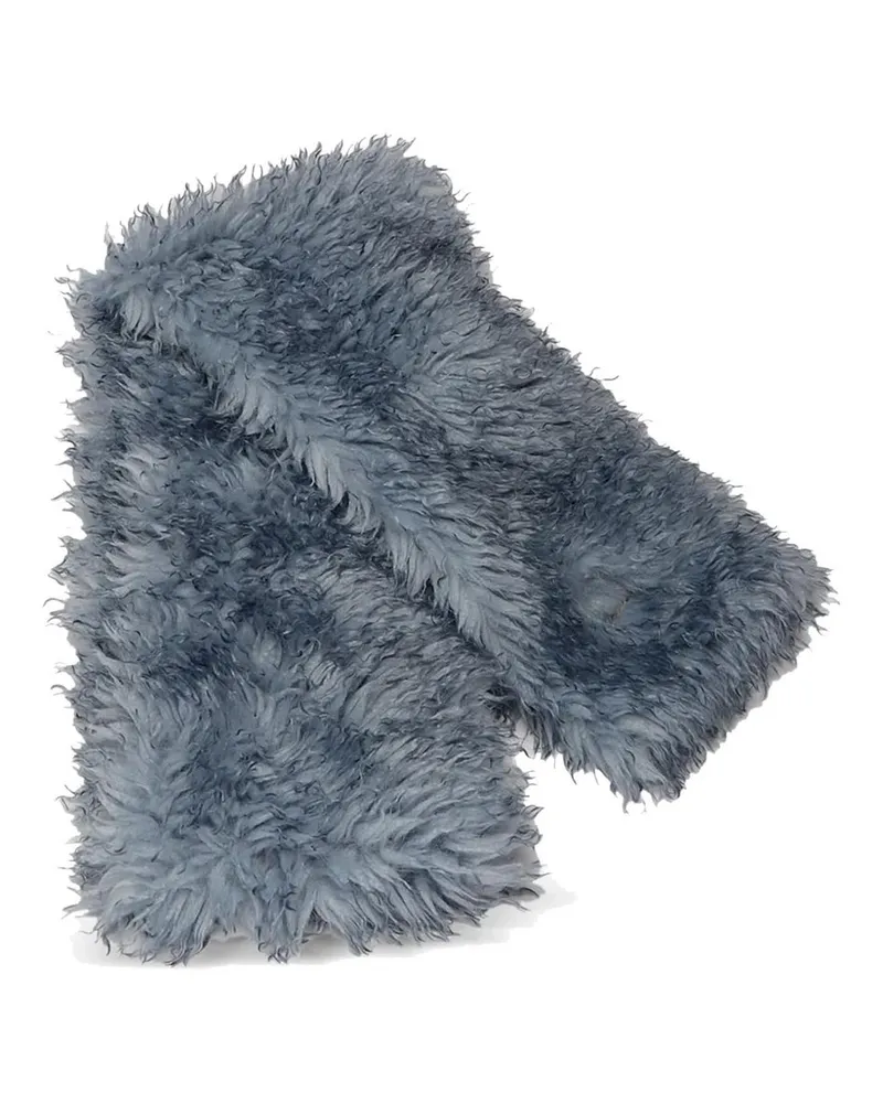 Ganni Long Pile Alternative Fur Scarf Blau