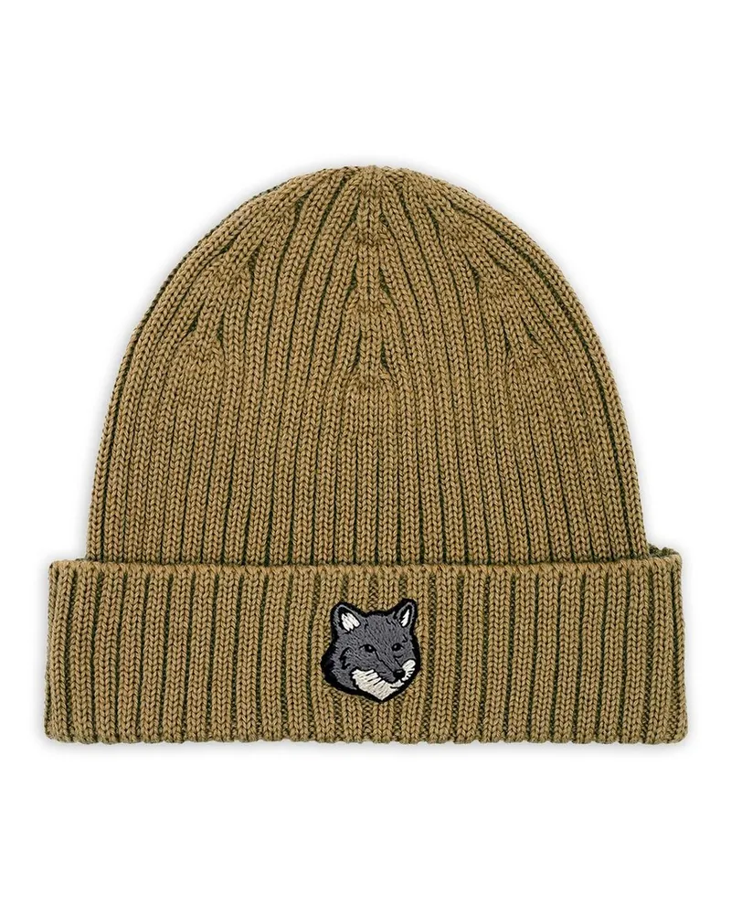 Kitsuné Fox Head Large Beanie Grün