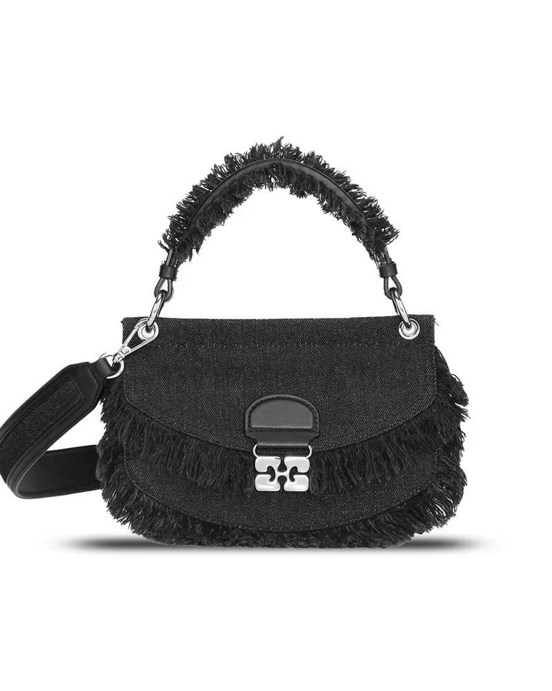 Ganni Mini Top Handle Denim Schwarz