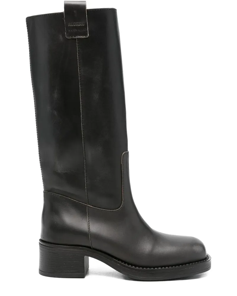 Alohas Sajan Vintage Effect Black Leather Boots Schwarz