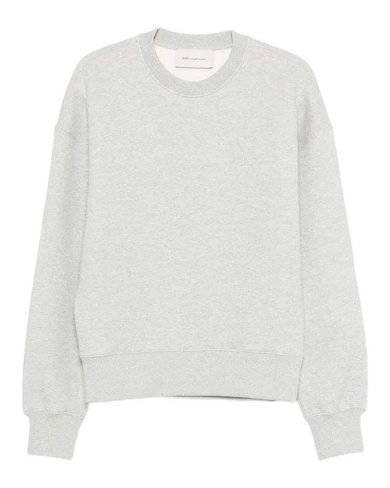 AMI Paris Sweatshirt With Tonal Embossed Big Ami de Coeur Grau
