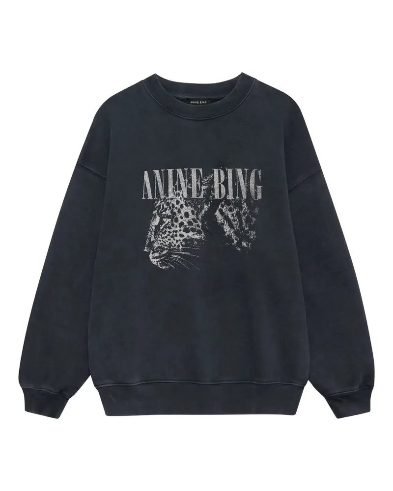 Anine Bing Spencer Sweatshirt Leopard - Washed Black Schwarz