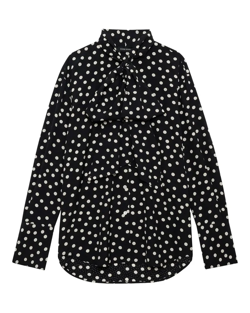 Anine Bing Ruby Shirt - Black And White Double Dot Jacquard Mehrfarbig