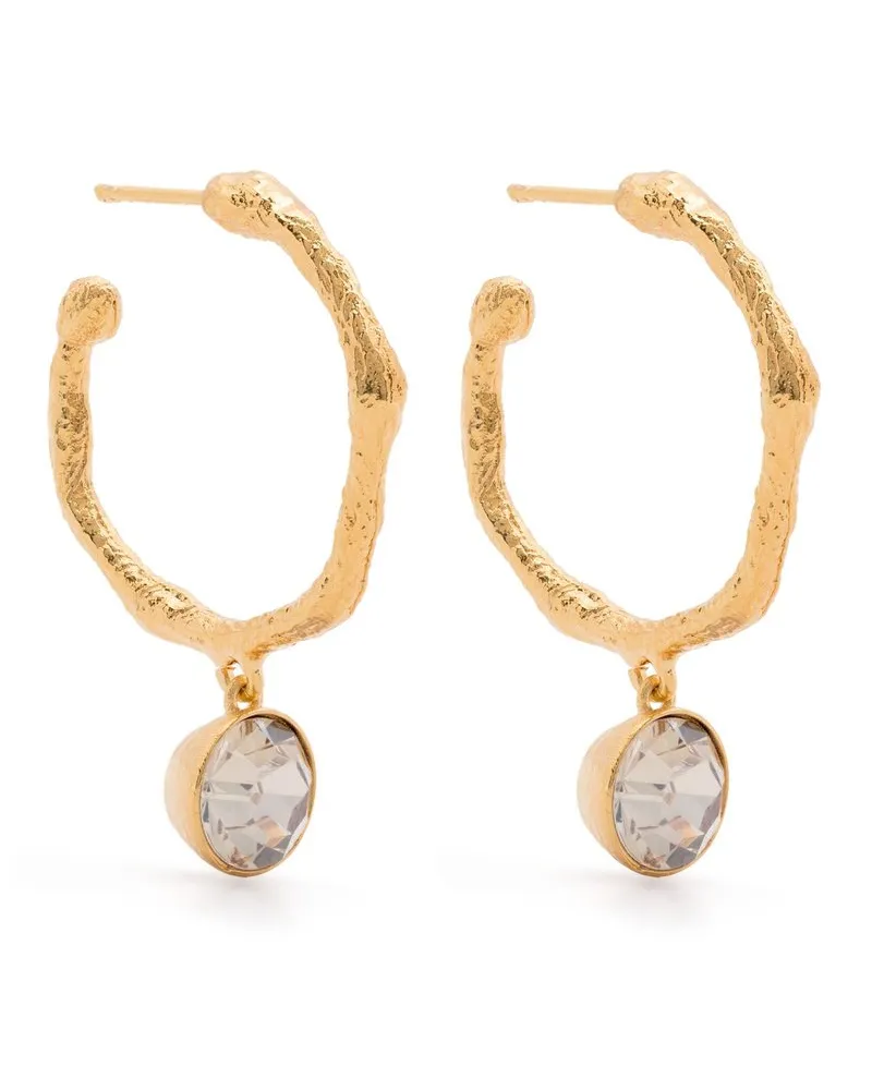 forte_forte Hoop-Ohrringe mit Strass-Anhänger 12974myjewel Gold