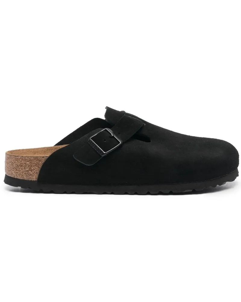 Birkenstock Boston Sfb Black, Suede Leather Schwarz