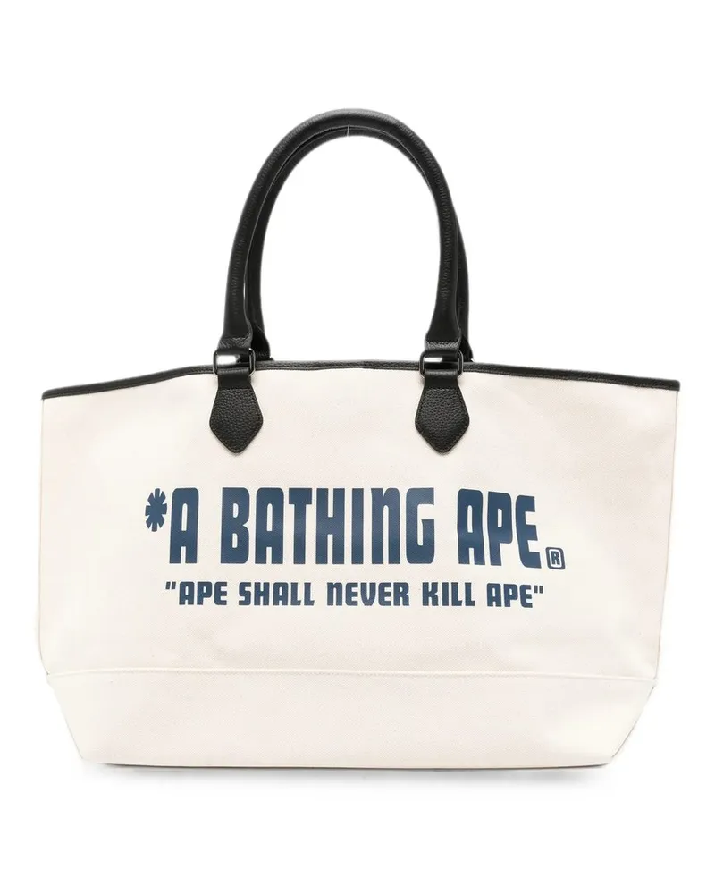 BAPE a Bathing Ape Canvas Tote Bag m Beige
