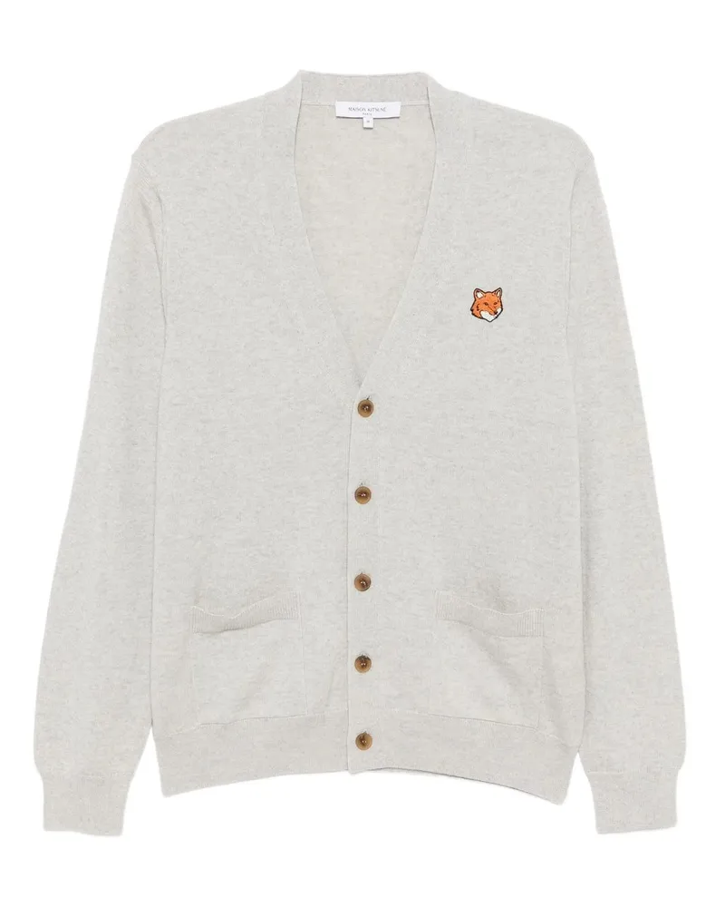 Kitsuné Fox Head Merino Regular Cardigan Grau