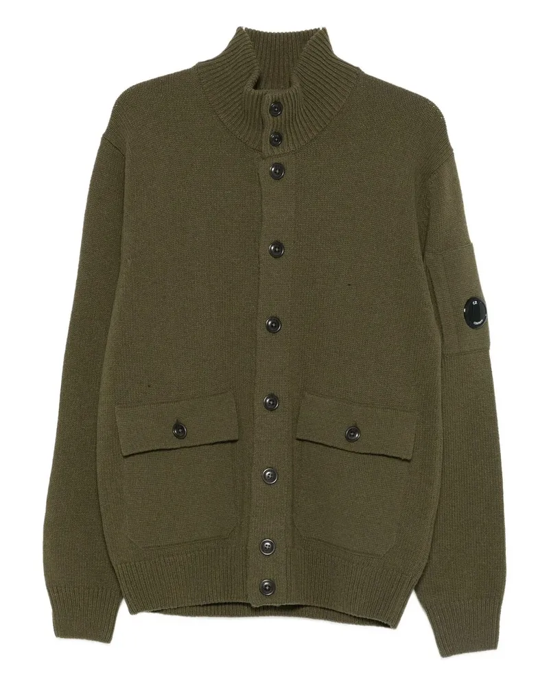 C.P. Company Knitwear Cardigan in Lambswool Grs Grün