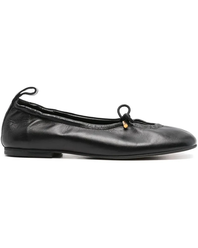 Alohas Rosalind Black Leather Ballet Flats Schwarz