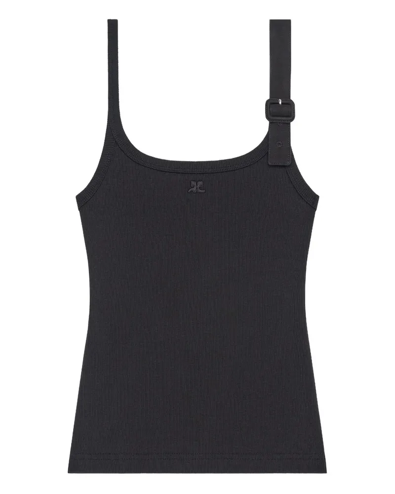 Courrèges Buckle 90`s Rib Tank Top Schwarz
