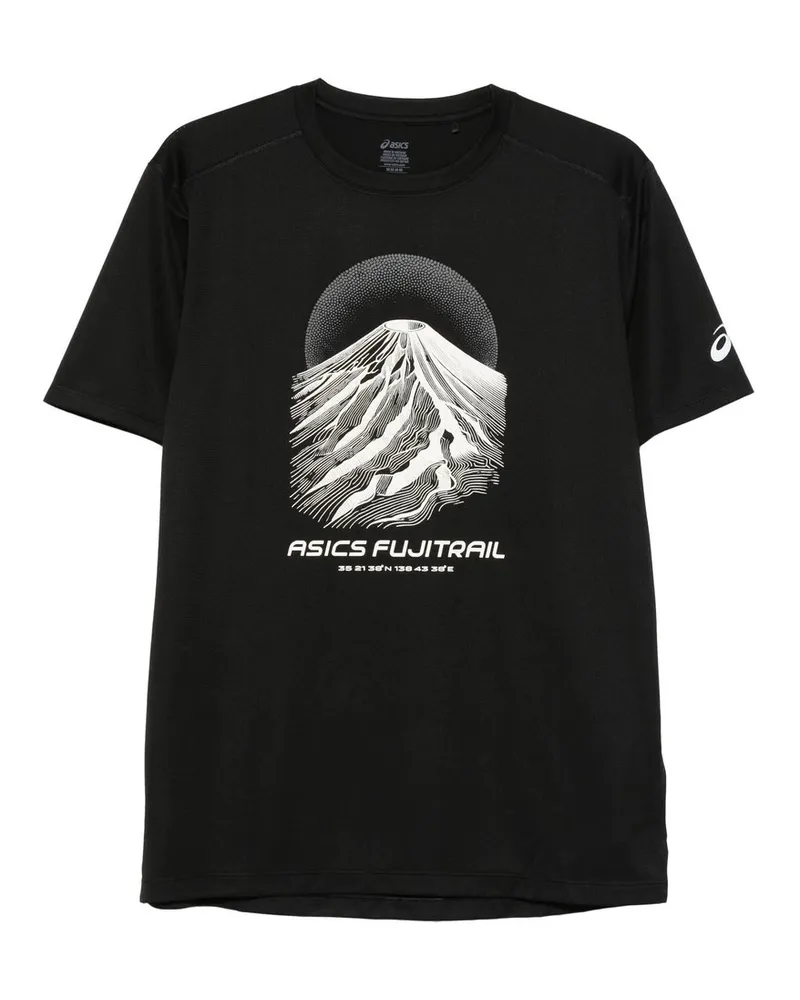 Asics Fujitrail Logo ss Top Schwarz