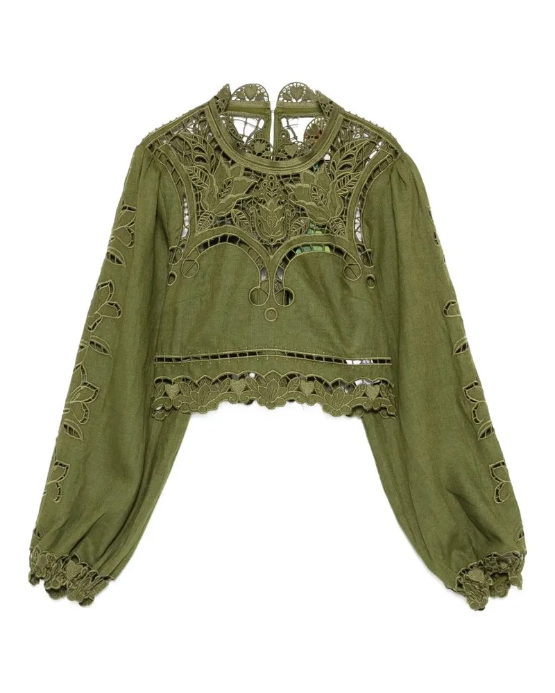 FARM Rio Majestic Garden Green Richelieu Blouse Grün