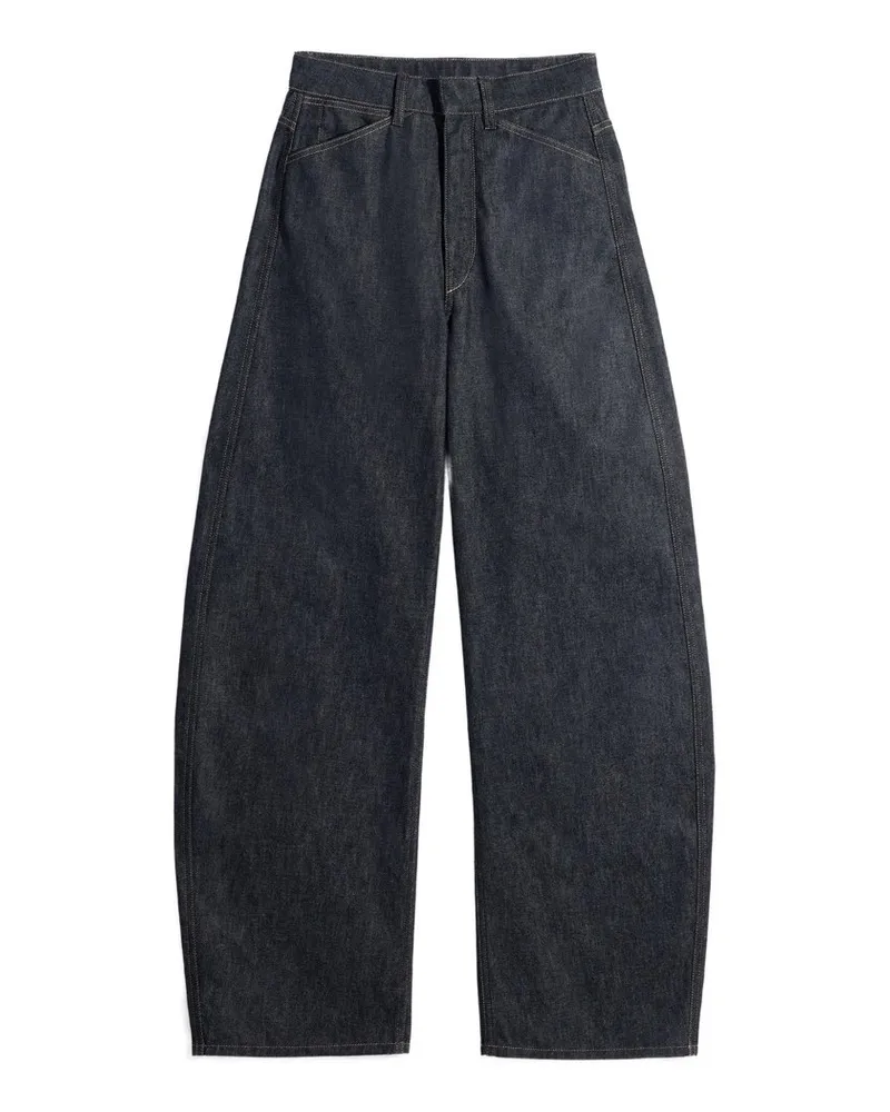 Christophe Lemaire High Waisted Curved Pants Blau
