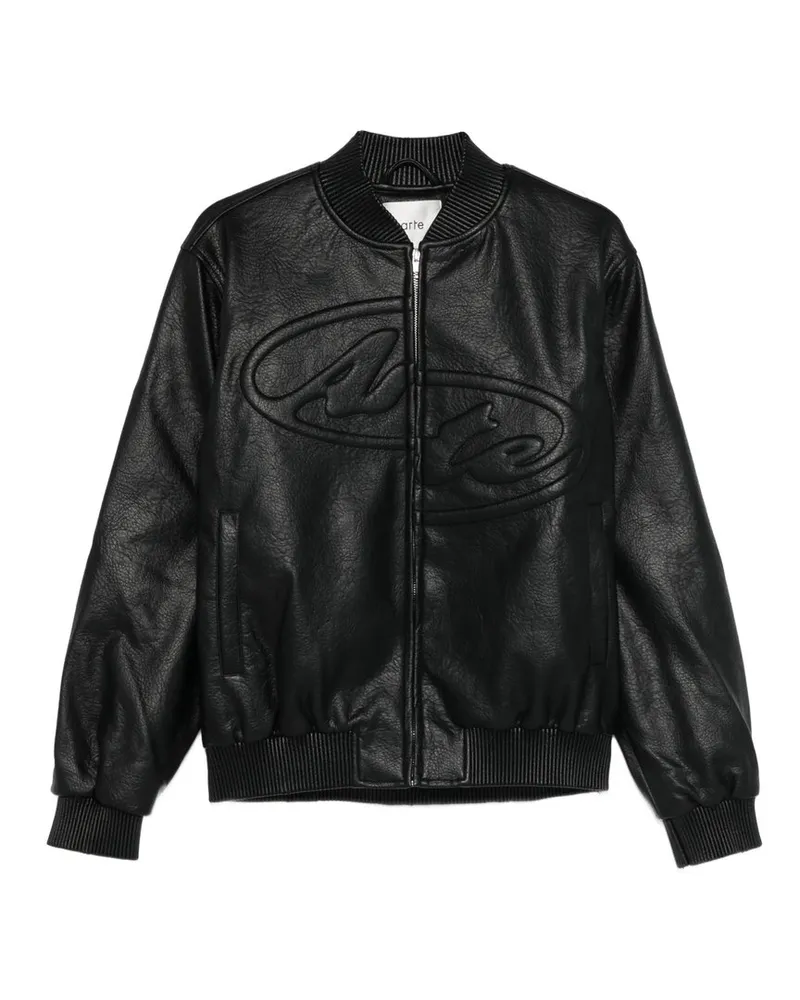Arte Antwerp Half Logo Leather Jacket Schwarz