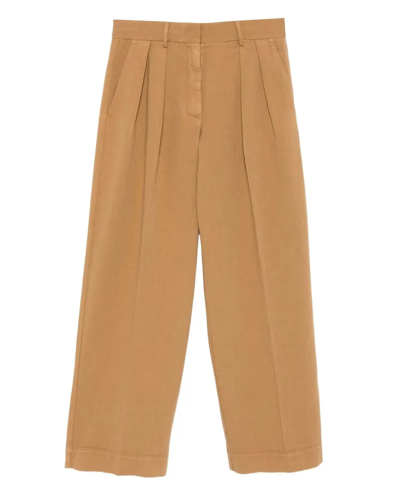 forte_forte Fluid Cotton Bull Sartorial Low Waist Pants Beige