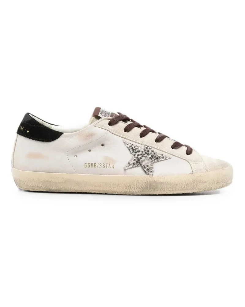 Golden Goose Super Star Suede Toe Tongue And Heel Leather Upper Pois Horsy Star Weiß