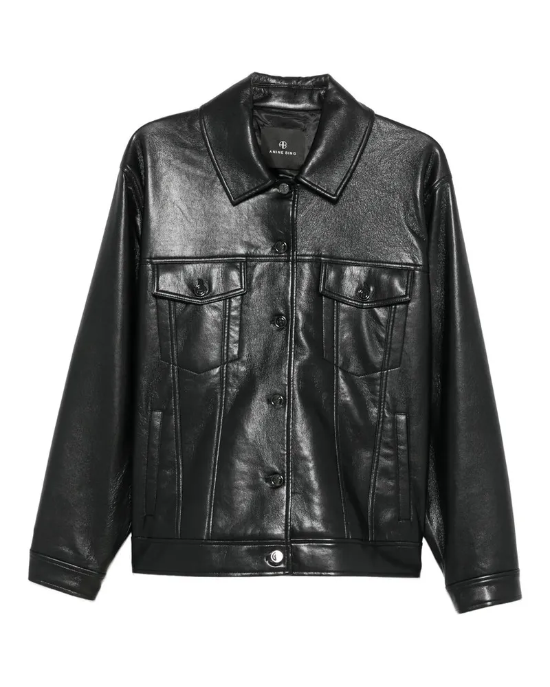 Anine Bing Rory Jacket - Black Recycled Leather Schwarz