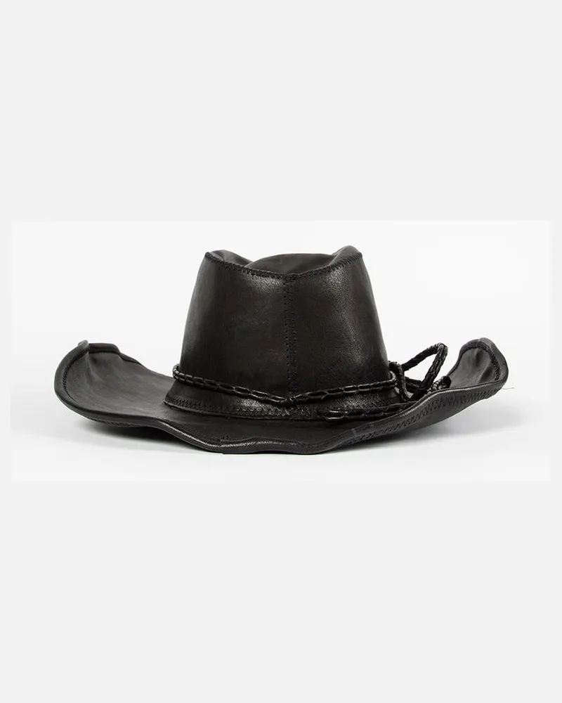 Ann Demeulemeester Joleik Leather Hat Vintage Lux Grained Leather Schwarz
