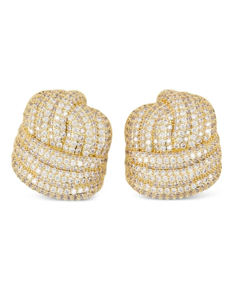 Self-Portrait Gold Crystal Knot Earrings Gold