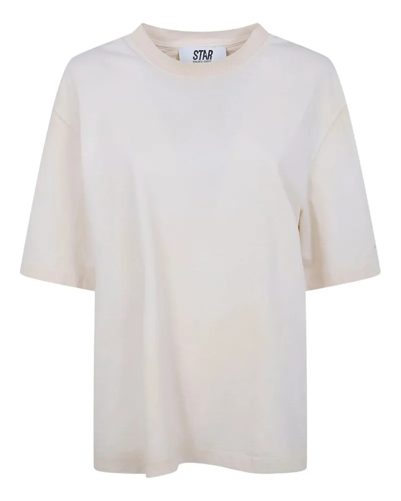 Golden Goose Star/ Unisex Relaxed Fit T-shirt/ Cotton Jersey/ Vintage Treatment/ Star  Print Weiß