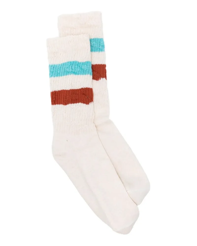 Golden Goose Socks High Rib/stripes/ripped Weiß