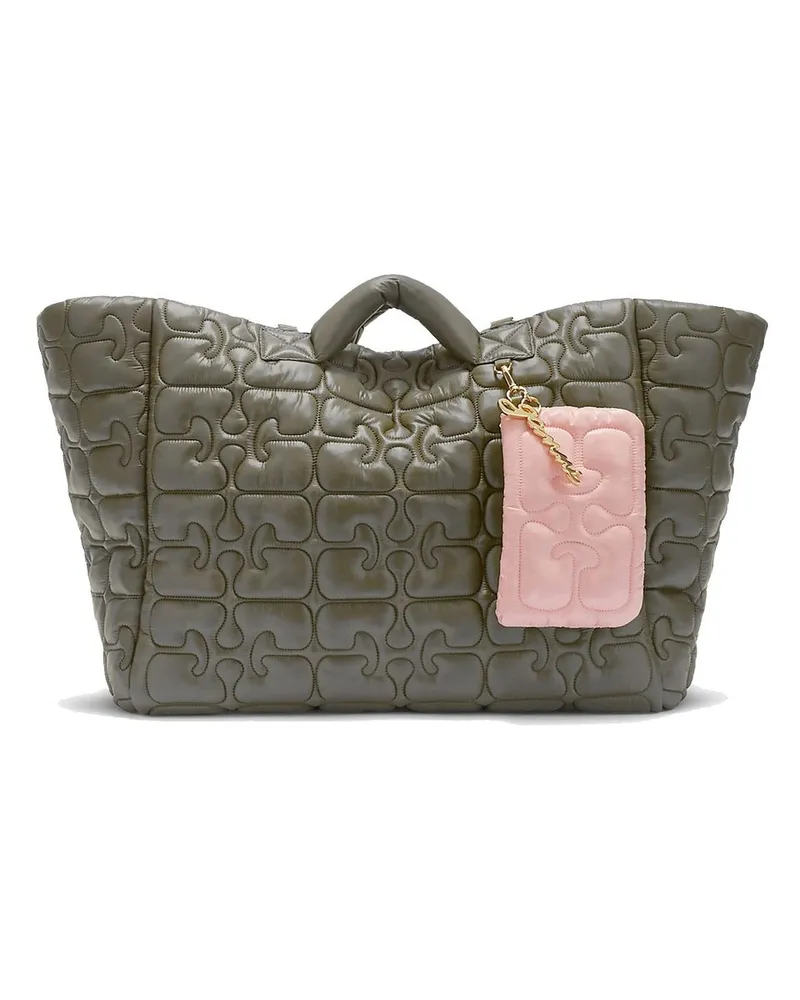 Ganni Re-tech Quilted Tote Grün