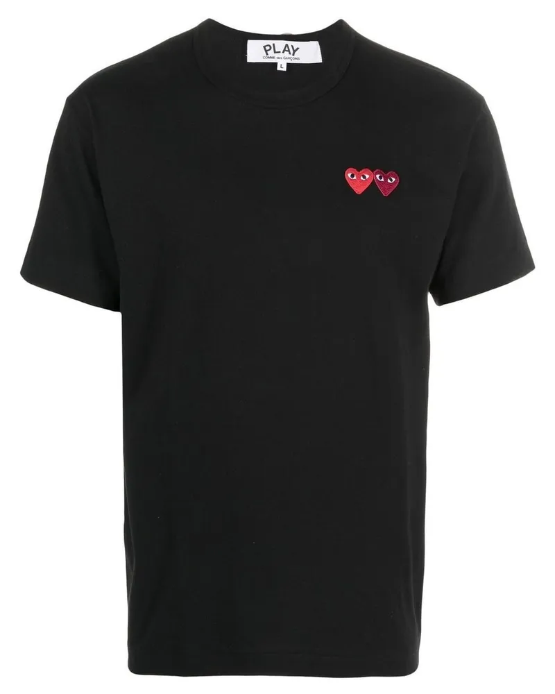 Comme des Garçons u T-shirt Double Burgendy Emblem Knit Schwarz