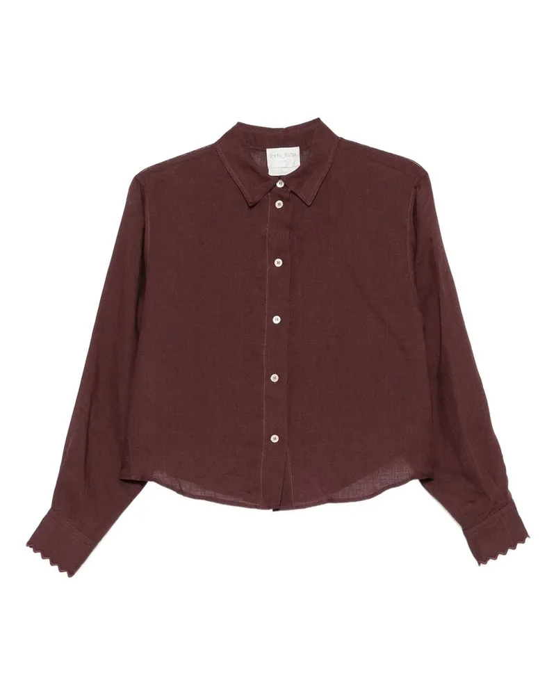 forte_forte Camicia Garza Lino Ricamo Cappa Braun