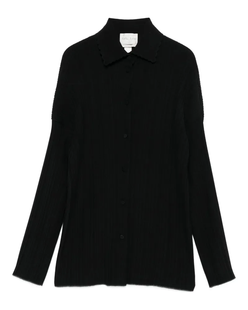forte_forte Poly Crepe Plisse` Overshirt Schwarz
