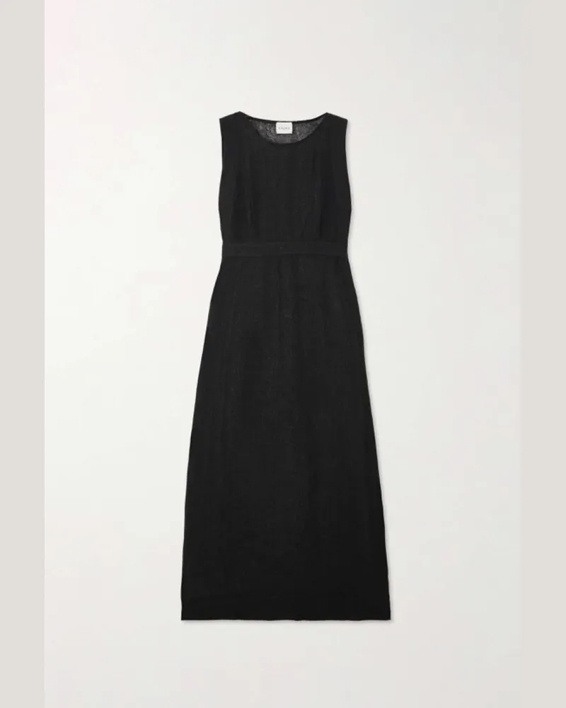 Le Kasha 1918 Dress Linen Woman Cover up Schwarz