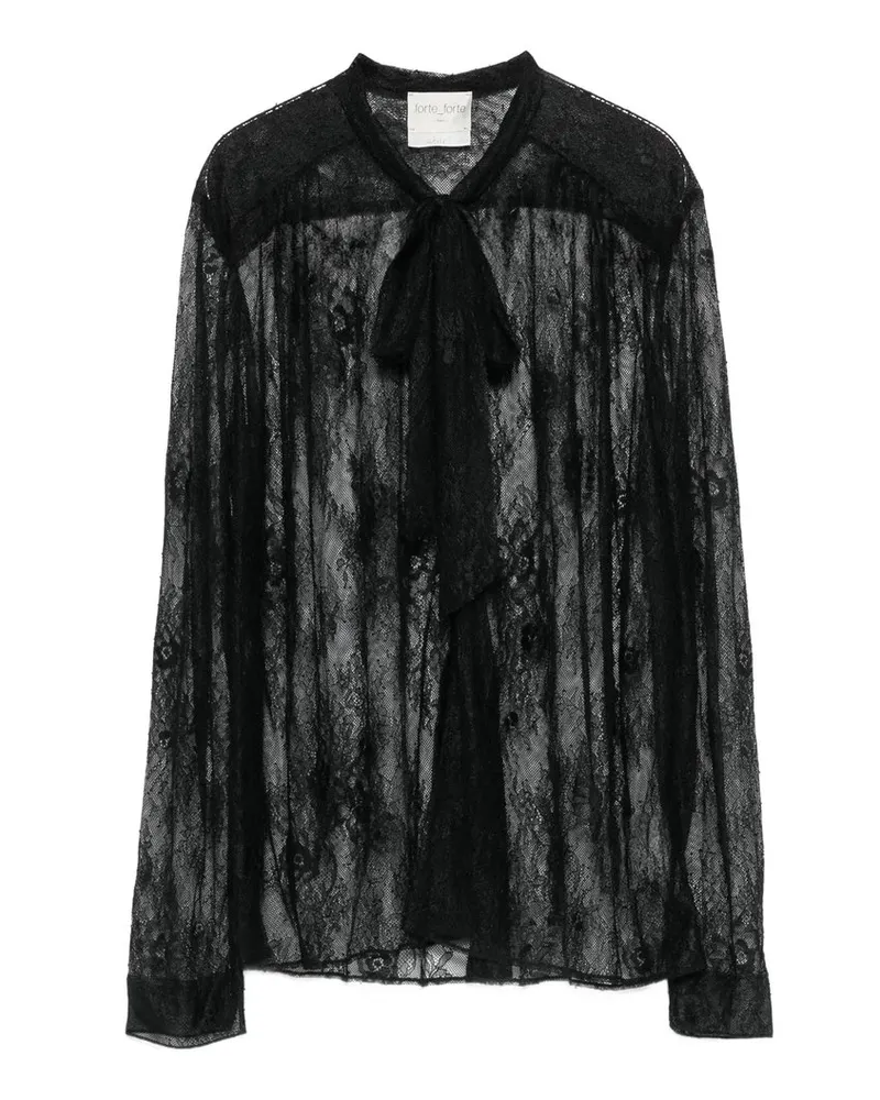 forte_forte Camicia Bow Ties Pizzo Chantilly Schwarz