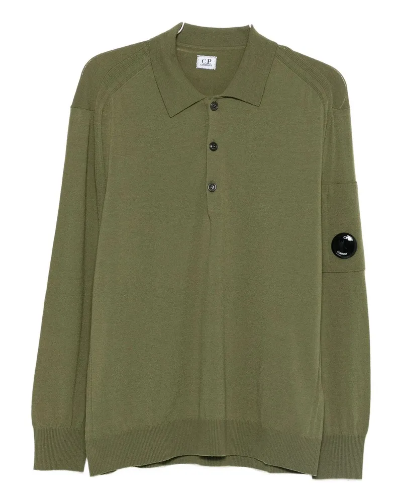 C.P. Company Knitwear Polo Collar in Merino Wool Grün