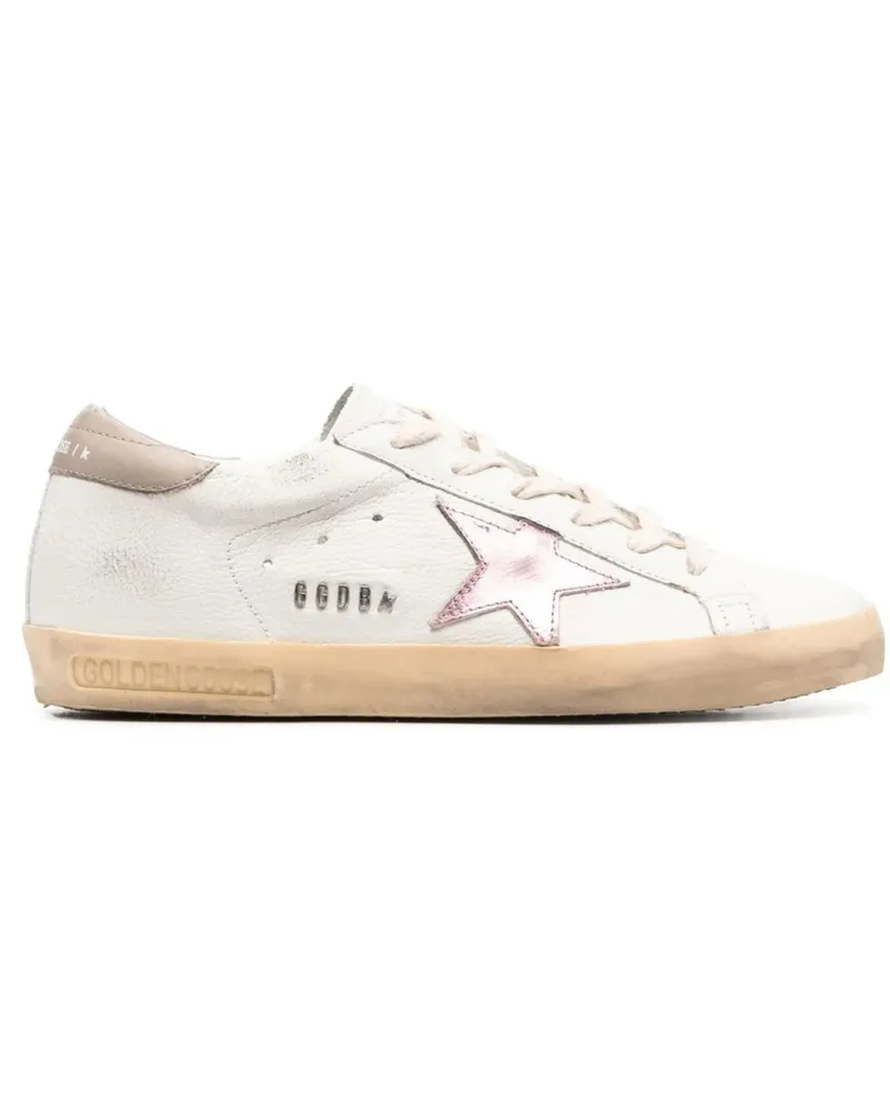 Golden Goose Super-star Nappa Upper Laminated Star Leather Heel Metal Lettering Weiß