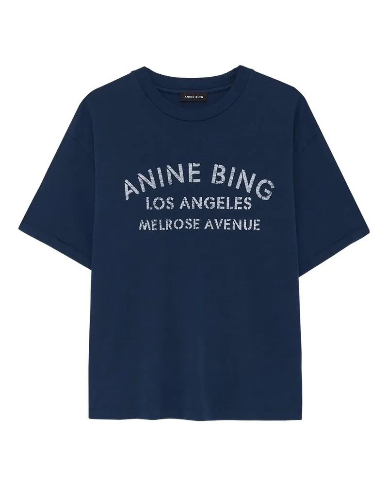 Anine Bing Cade Tee Melrose Stencil - Navy Blau