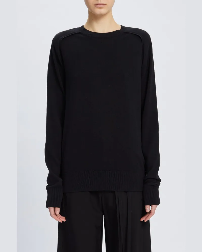 Ann Demeulemeester Ulu Crew Neck Sweater With Cut Out Armhole Detail Schwarz