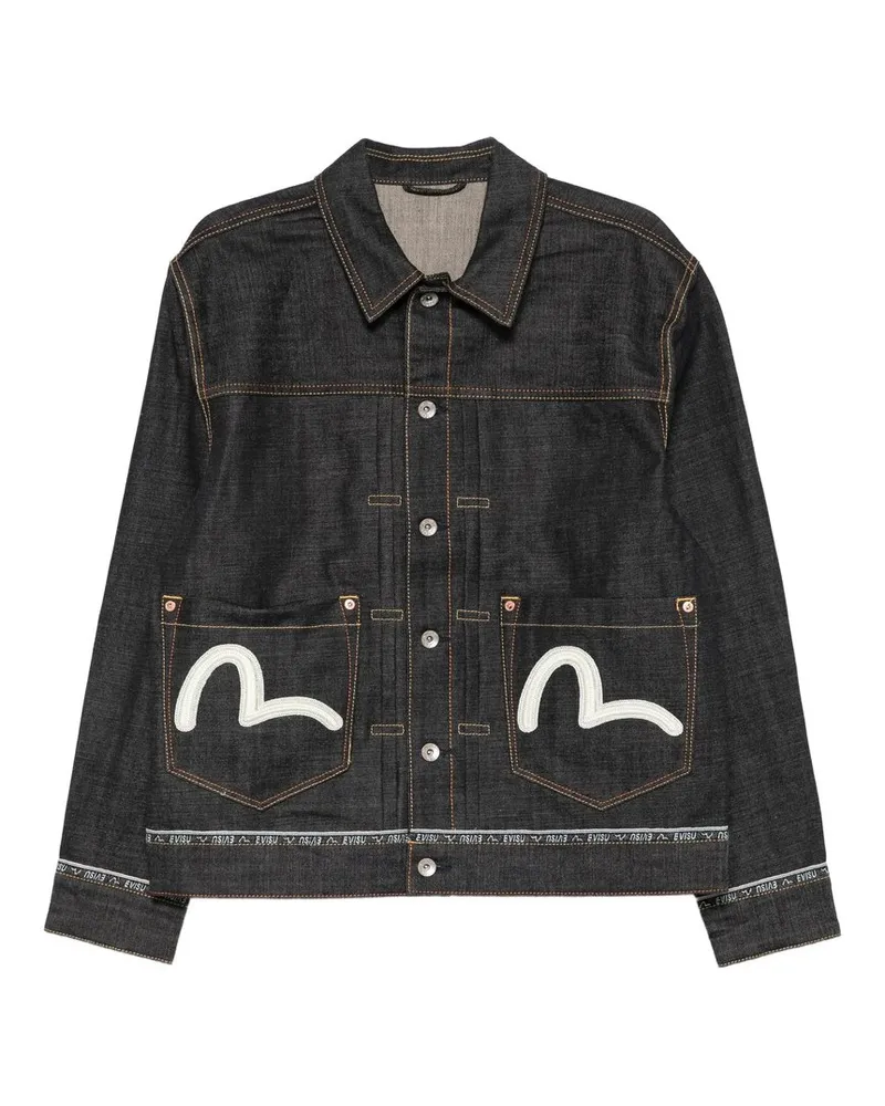 Evisu ht Logo Selvedge Denim Jacket With Seagull Emb Blau