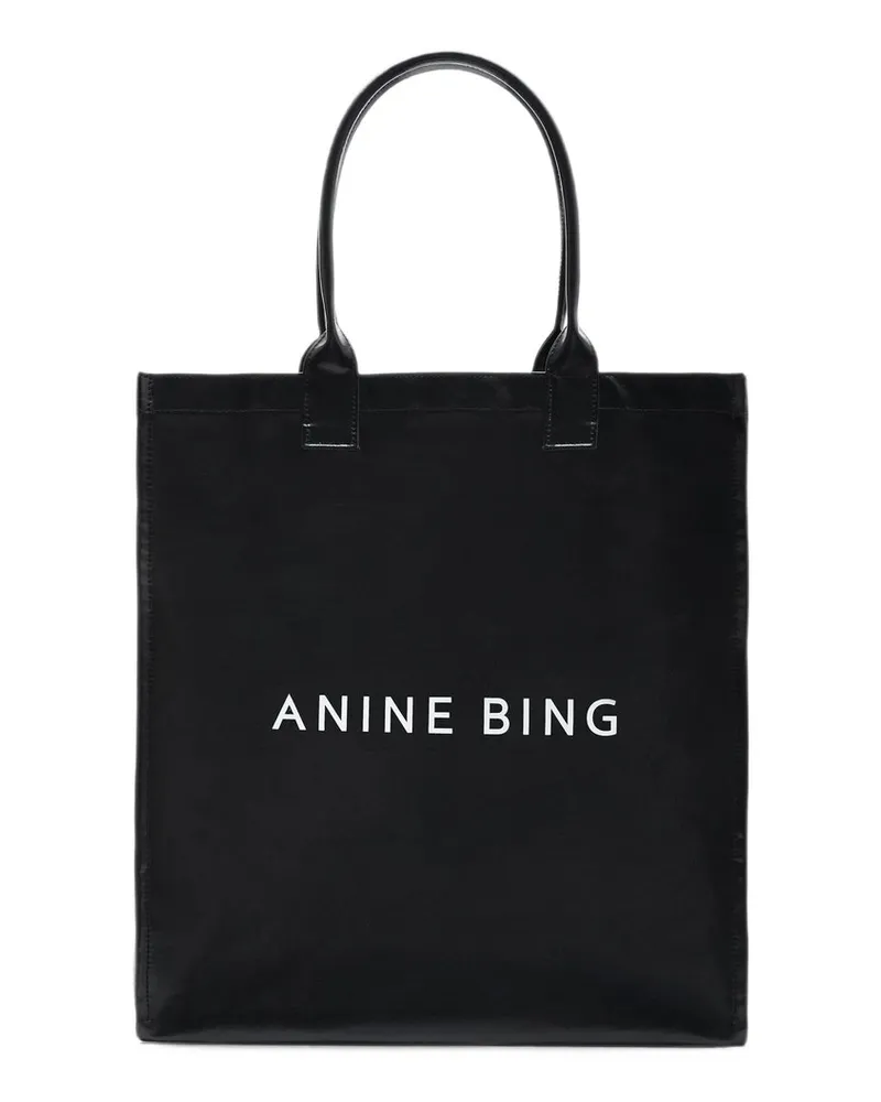Anine Bing Leonie Coated Canvas Tote - Black Schwarz