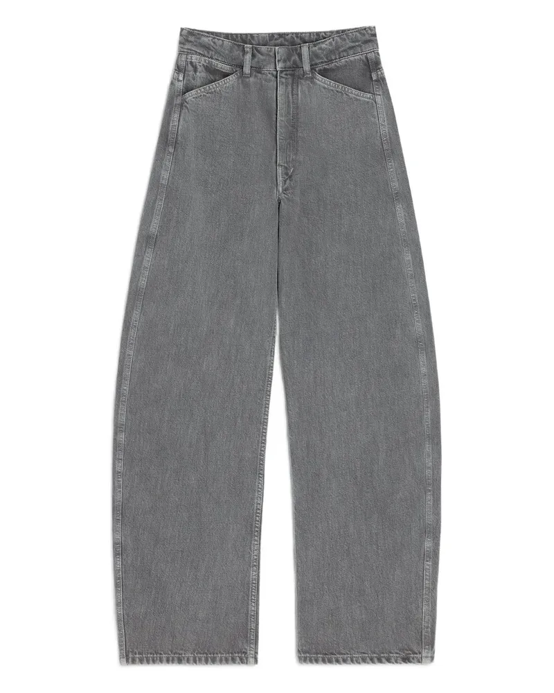 Christophe Lemaire High Waisted Curved Pants Grau