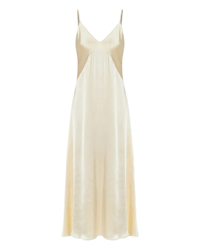 forte_forte Silver Pinstripe Satin Slipdress Weiß