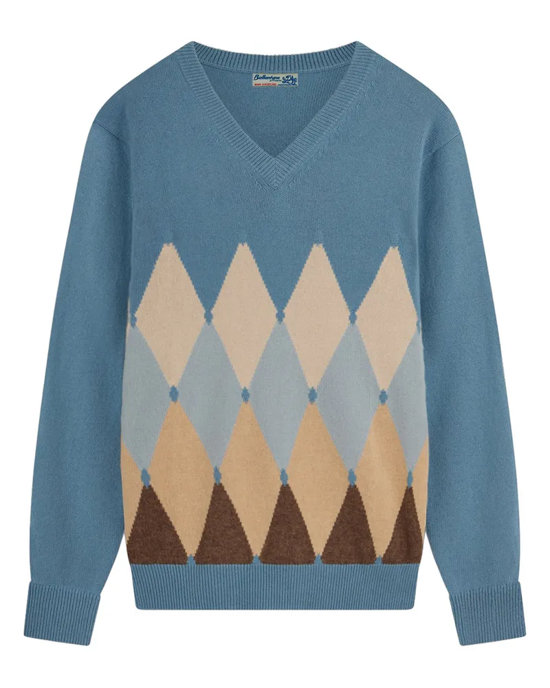 Ballantyne v Neck Pullover 100% ws Classic Diamond B2p001 7k0a8 93019 Blau