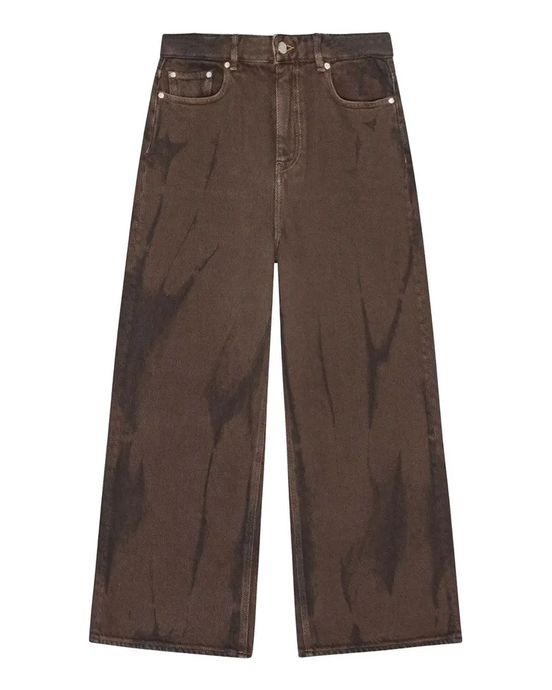 Ganni Overdyed Heavy Denim Baggy Jeans Braun